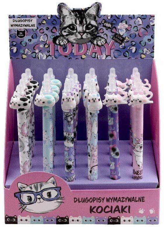 Długopis ozdobny wymazywalny kociaki (24szt)
