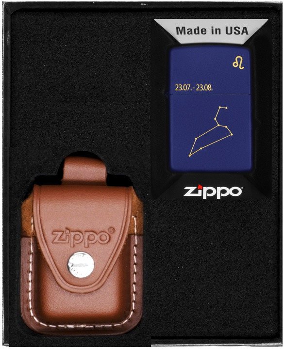 Zestaw ZIPPO Zapalniczka ZODIAC LEO DESIGN LEW Prezentowy No4