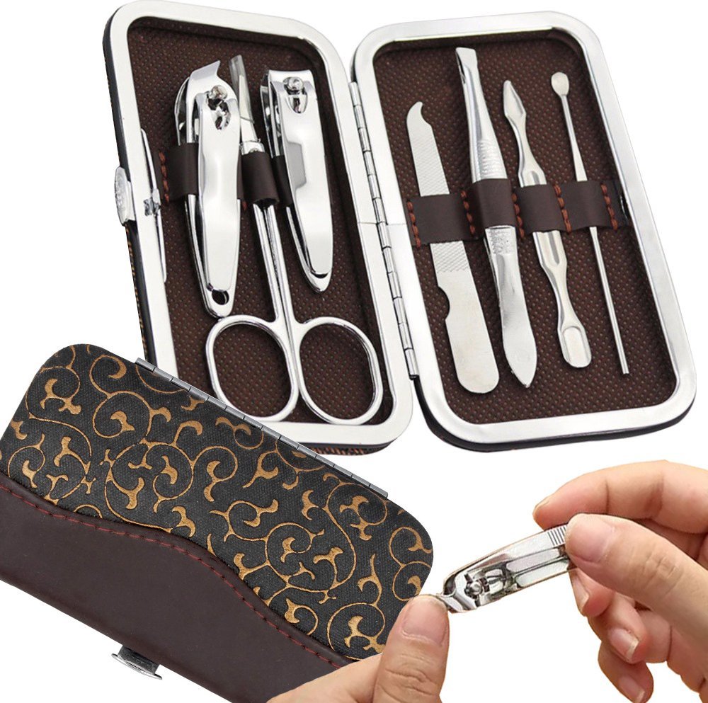 Verk Zestaw do paznokci przybornik manicure pedicure etui cążki 7 elementów Zestaw do paznokci przybornik manicure pedicure etui cążki 7 elementów