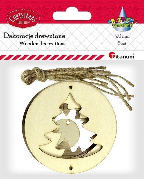 Titanum Drewniane zawieszki choinka 6szt
