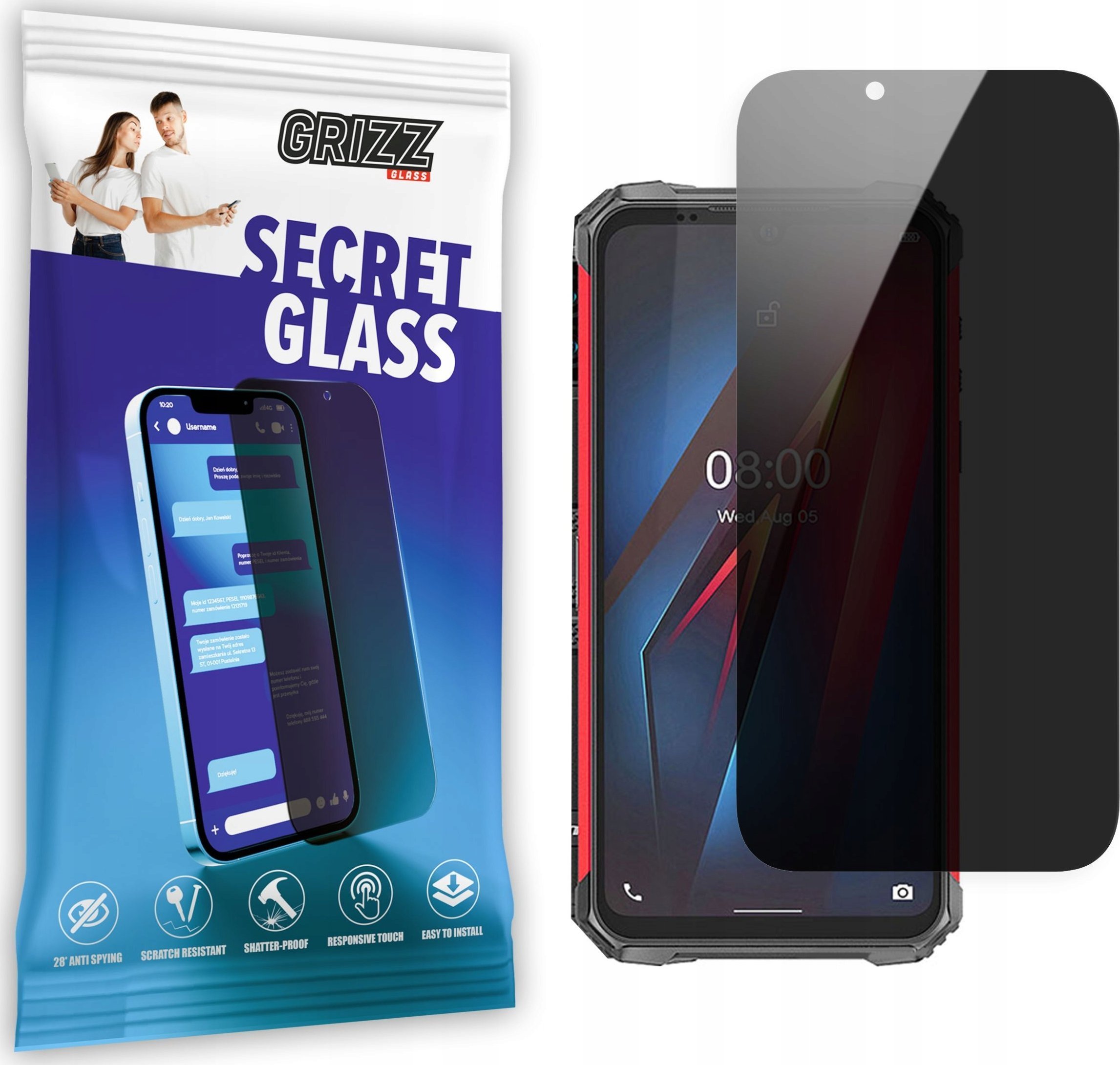 GrizzGlass Szkło prywatyzujące GrizzGlass SecretGlass Ulefone Armor 8
