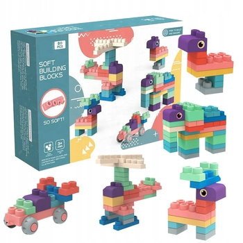 Klocki gumowe miękkie sensoryczne konstrukcyjne duże zestaw 80 SZT