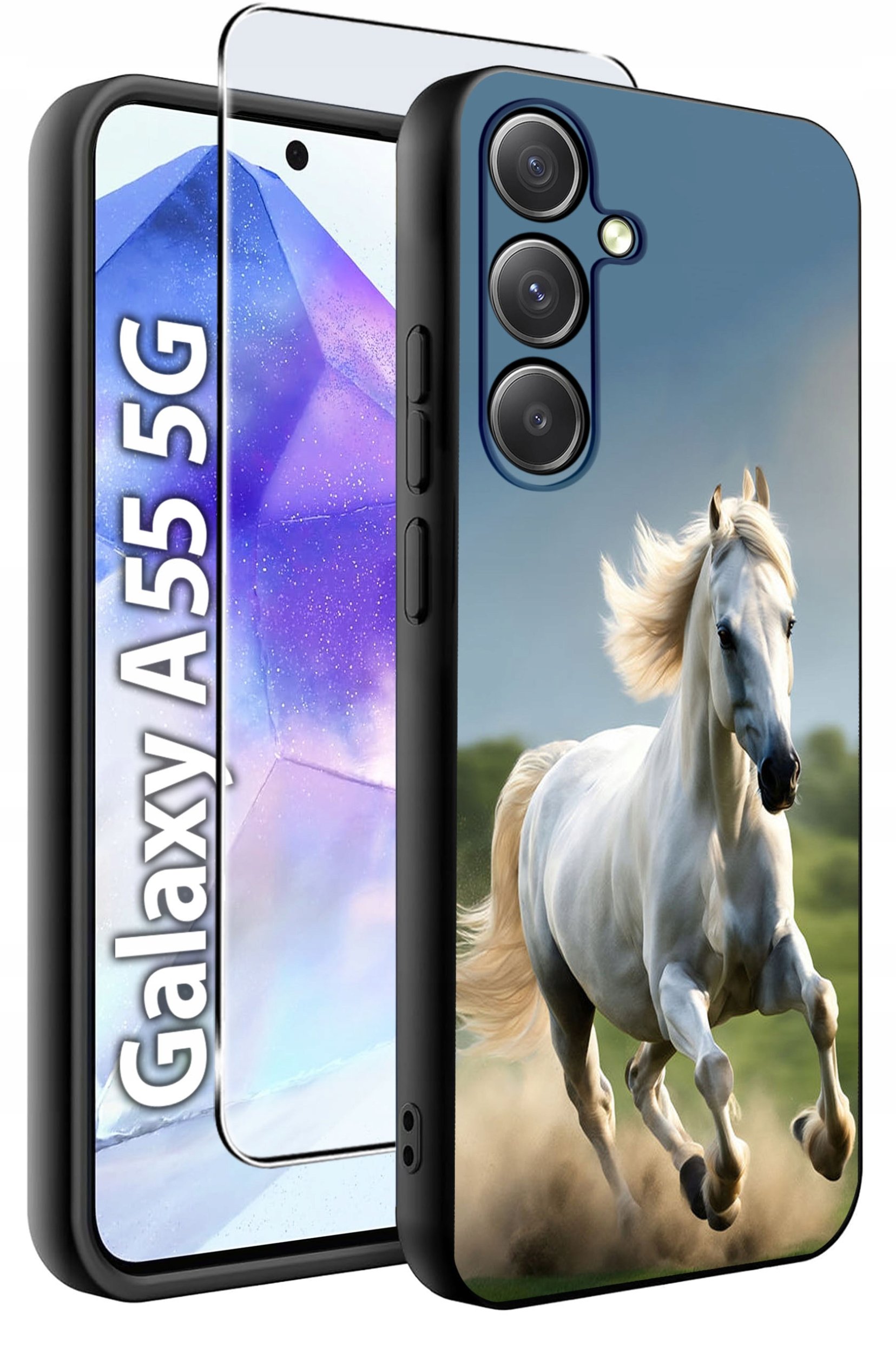 ETUI do Samsung A55 5G WZORY | SILIKONOWE MATT CASE + SZKŁO HARTOWANE 9H