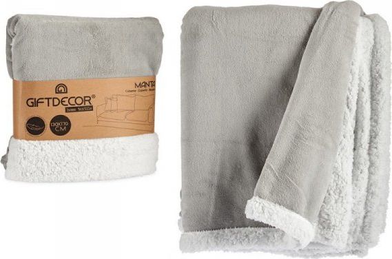 Gift Decor Koc polarowy Jasnoszary Biały (130 x 170 cm)