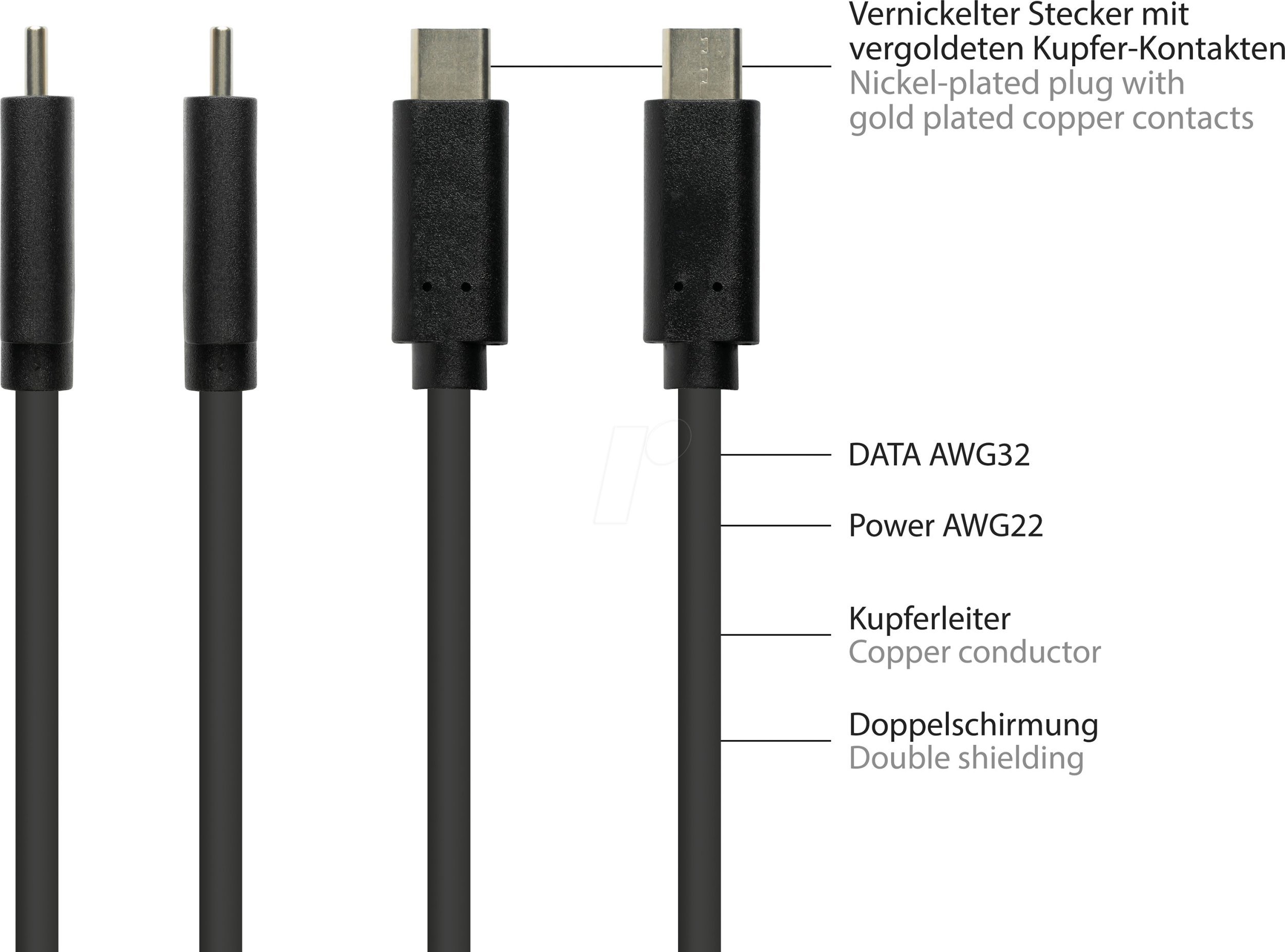 Kabel USB Good Connections USB-C - USB-C 1 m Czarny (2831-CV010S)