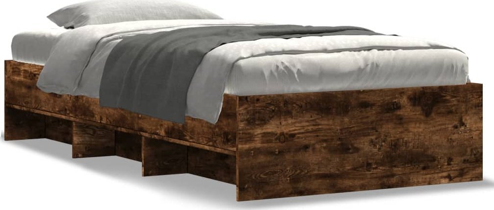 Łóżko bez materaca, przydymiony dąb, 75x190 cm