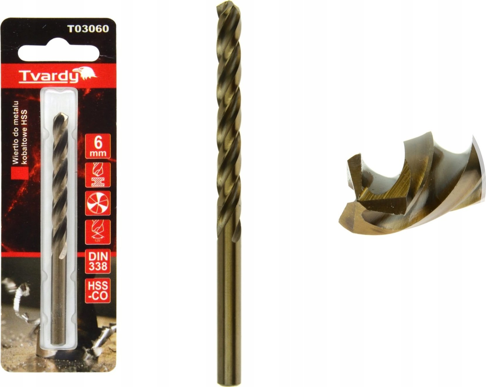 Wiertło Tvardy Wiertło do metalu kobaltowe HSS M35 6 mm (1/80/640)