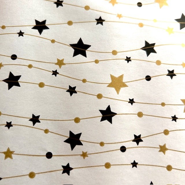 Fastima Papier świąteczny do pakowania biały złoty czarny gwiazdy 70cmx2m 273m70