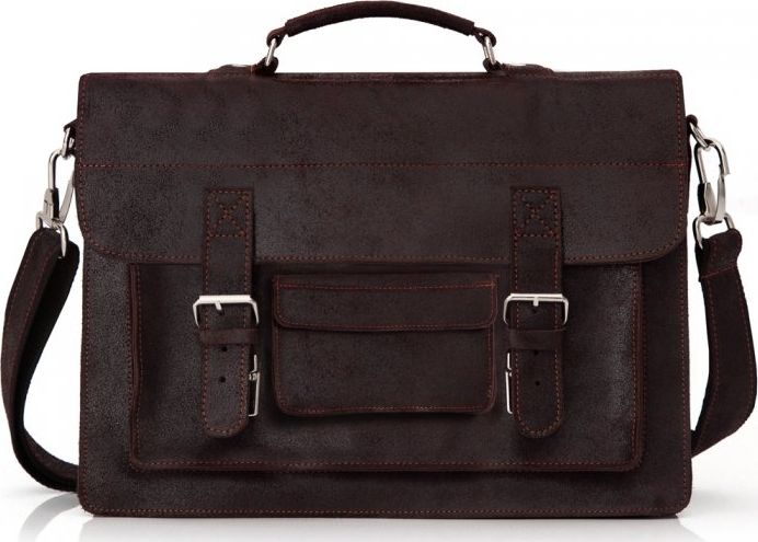 Solome CZEKOLADOWA SKÓRZANA TORBA LISTONOSZKA NA RAMIĘ SOLOME LAGO