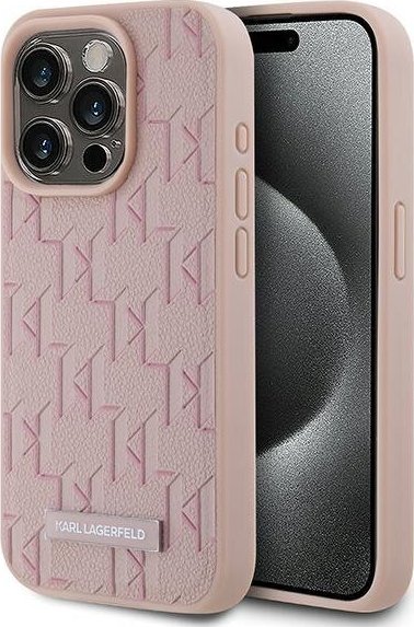 Karl Lagerfeld KLHMP15XPKHPORPP iPhone 15 Pro Max 6.7" hardcase różowy/pink Leather Monogram Metal Logo