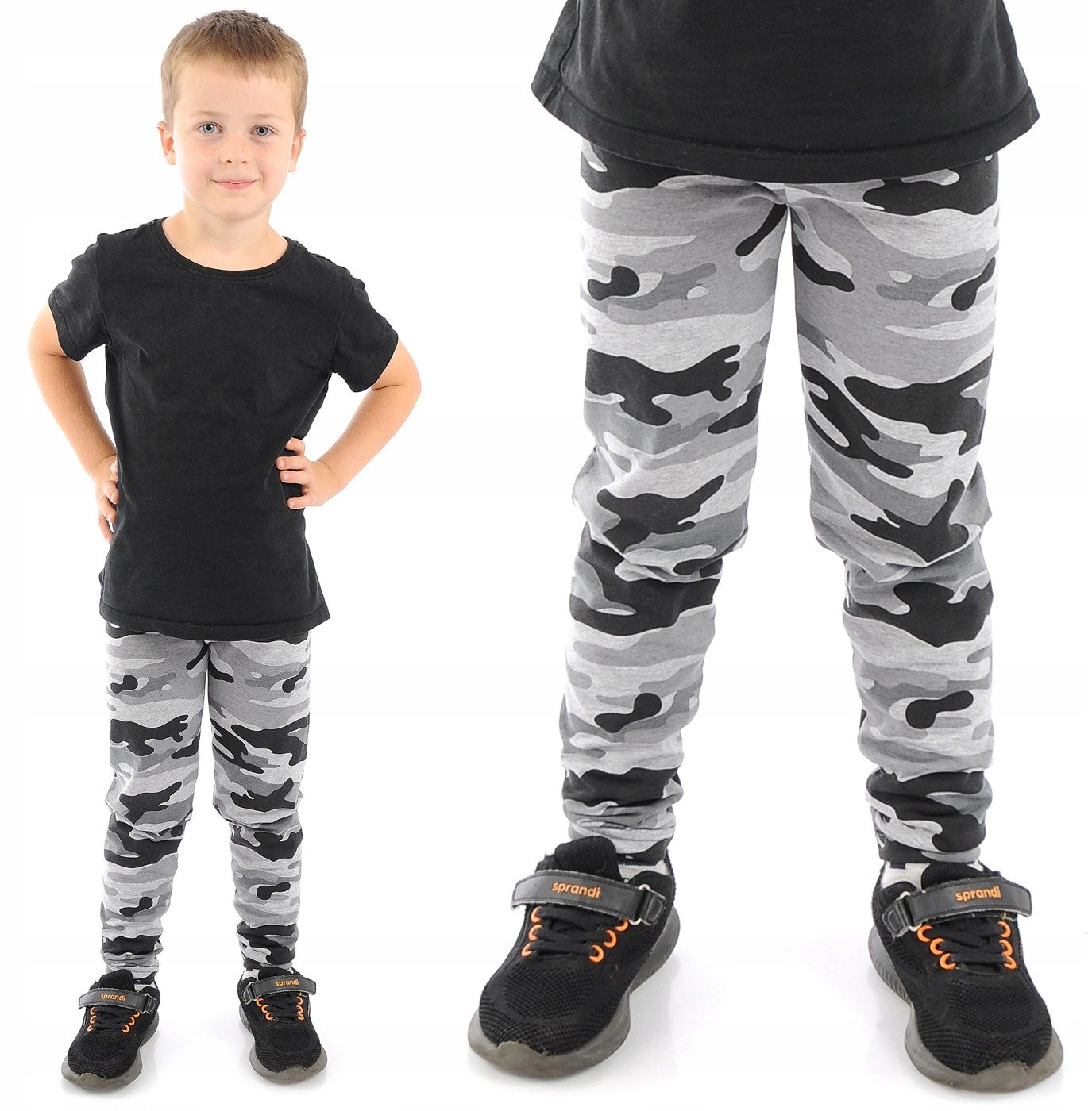 Getry chłopięce Długie legginsy Spodnie Szare Moro 128