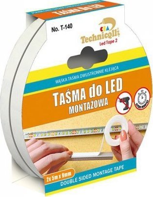 Technicqll TAŚMA MONTAŻOWA DO LED 2*5M*9MM (1 SZT)