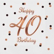 GoDan Serwetki B&C Happy 40 Birthday białe 33x33cm 20szt