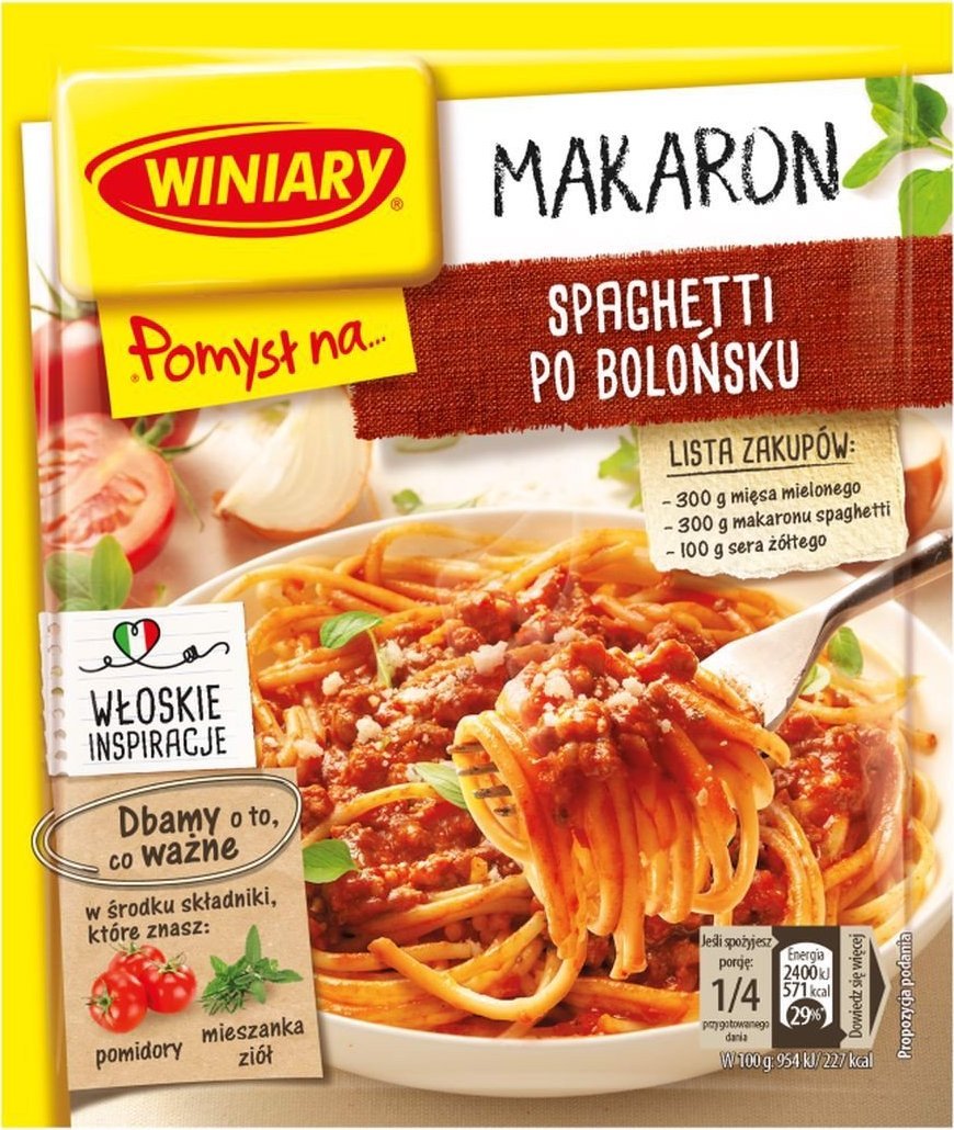 WINIARY Winiary Pomysł na... Makaron spaghetti po bolońsku 44 g
