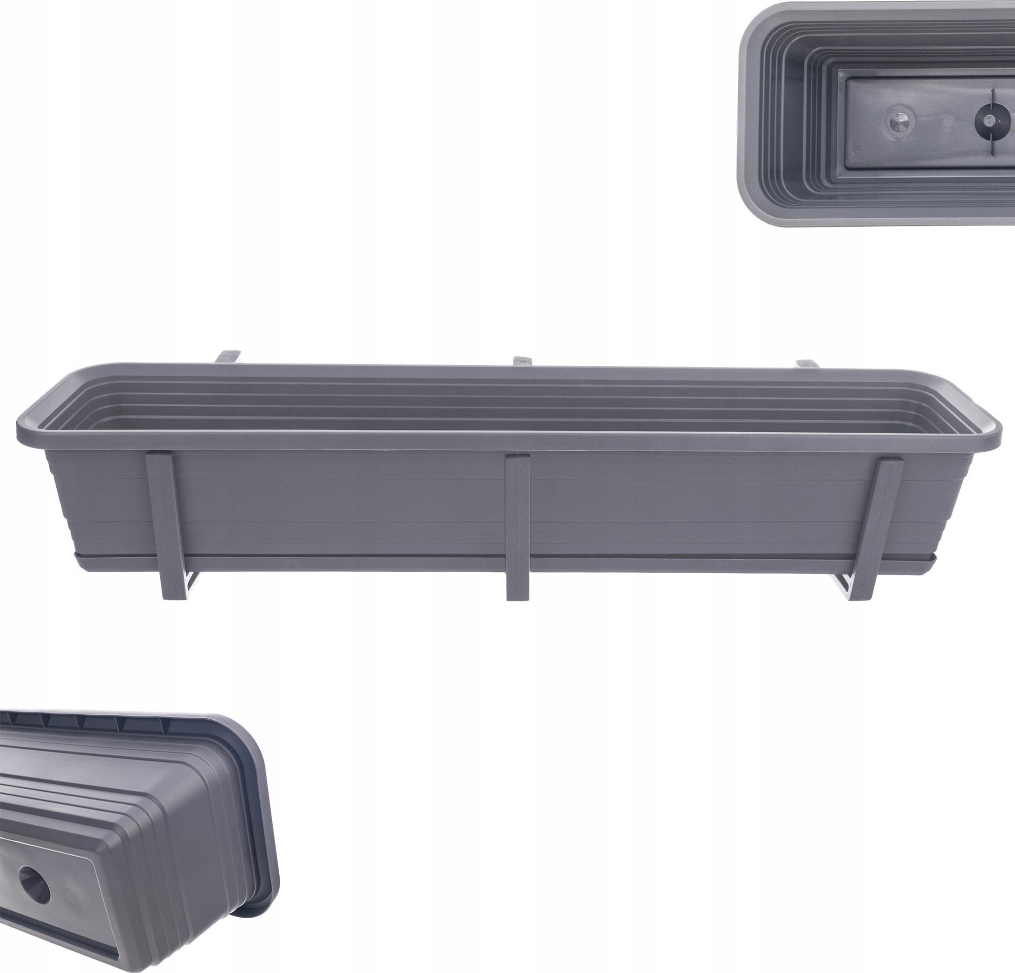 KADAX Skrzynka Balkonowa Doniczka Donica 80cm Uchwyty Podstawka Balkon Balustradę