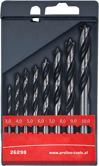 Wiertło Pro-Line do drewna kręte walcowe 7 4 5 3 6 10 8 9mm zestaw (26298)