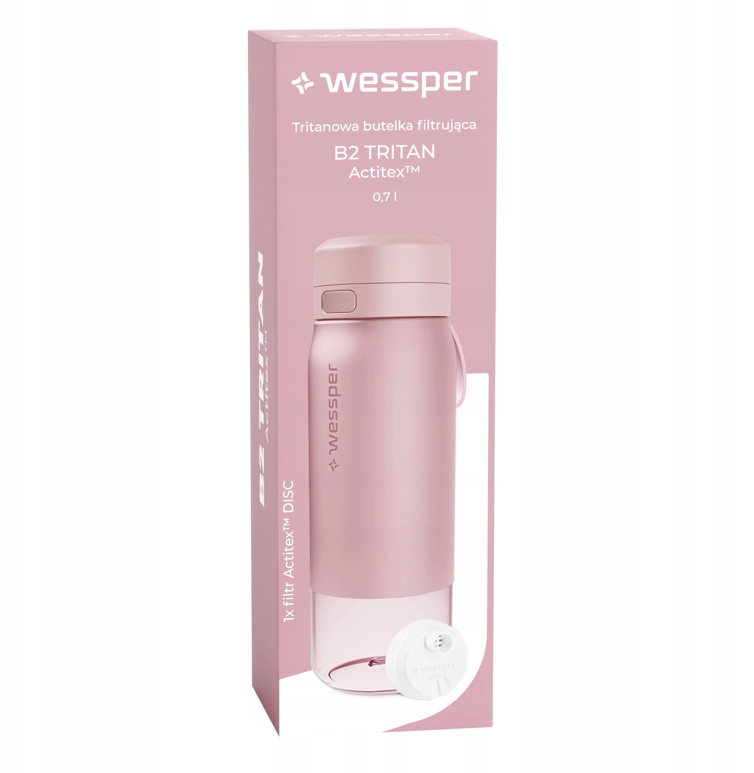 Butelka filtrująca Wessper B2 TRITAN Actitex™ 700ml Pink (WES273-700-PK_K)