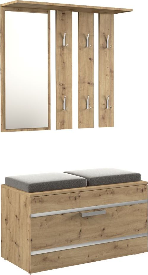 Topeshop GARDEROBA SZAFKA WIESZAK LUSTRO OPAL DĄB ARTISAN