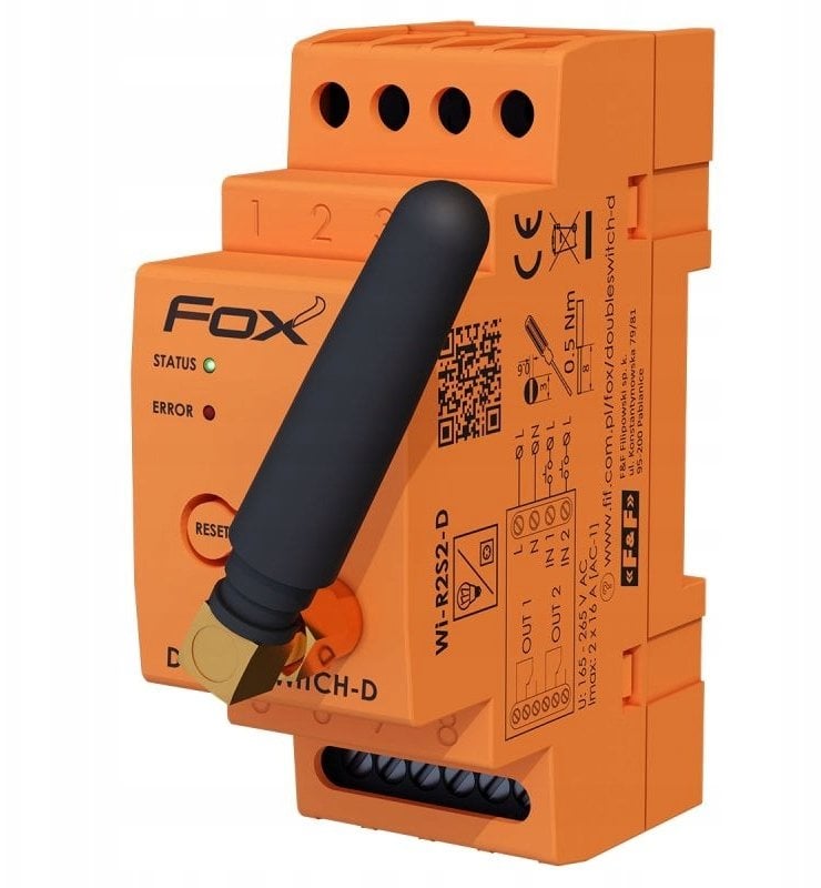 DOUBLE SWITCH 2 kanałowy przekaźnik Wi-Fi 230V na szynę DIN WI-R2S2-D