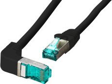 EFB EFB RJ45 Patchkabel S/FTP Cat.6A LSZH einseitig 90 Grad gewinkelt 3m schwarz