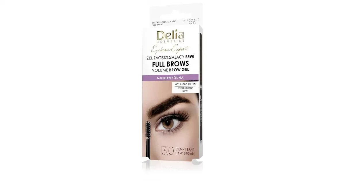 DELIA Eyebrow Expert Żel zagęszczający do brwi - Full Brow 3.0 brąz 7 ml