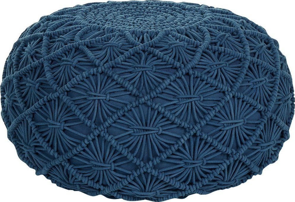 Beliani Puf Makrama ⌀ 50 Cm Granatowy Berkane!