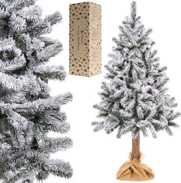 Springos Choinka na pniu 220 cm sztuczna świerk śnieżony UNIWERSALNY