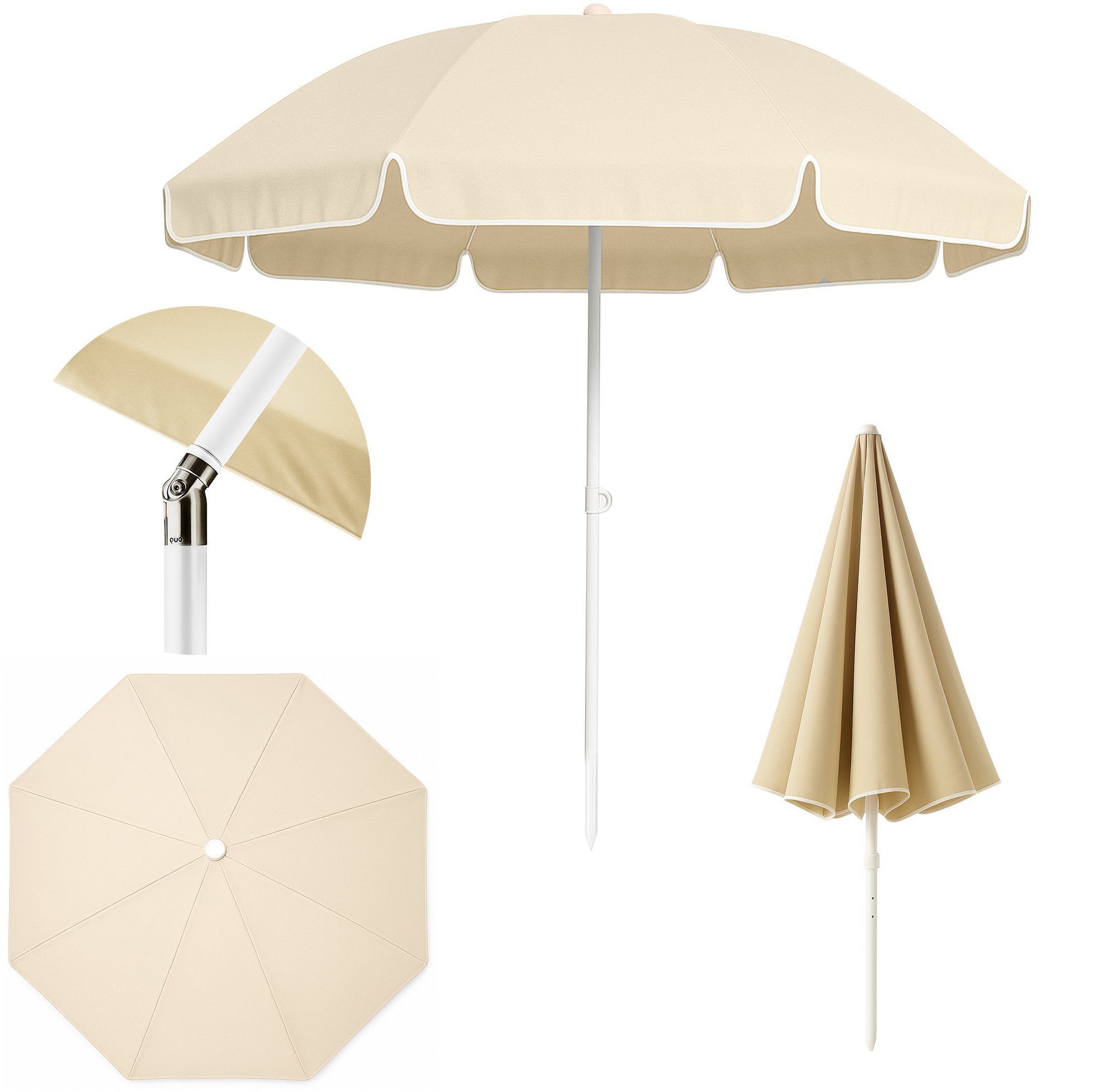 Black Forest Compact Beach Umbrella, 1.8m Beige