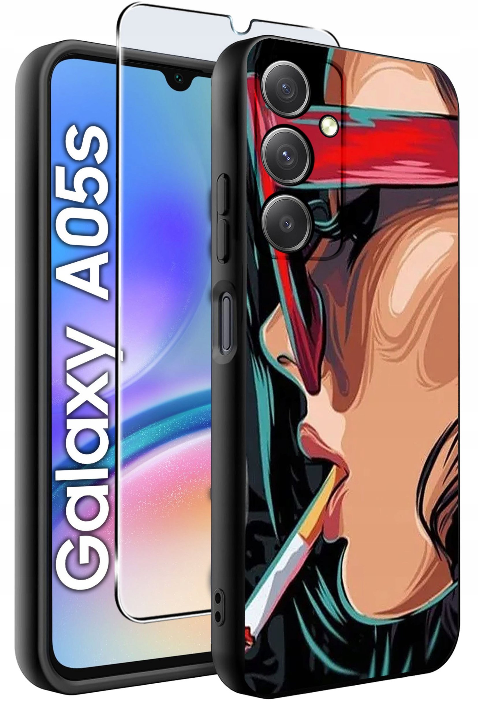 ETUI do Samsung A05s WZORY | SILIKONOWE MATT CASE + SZKŁO 9H