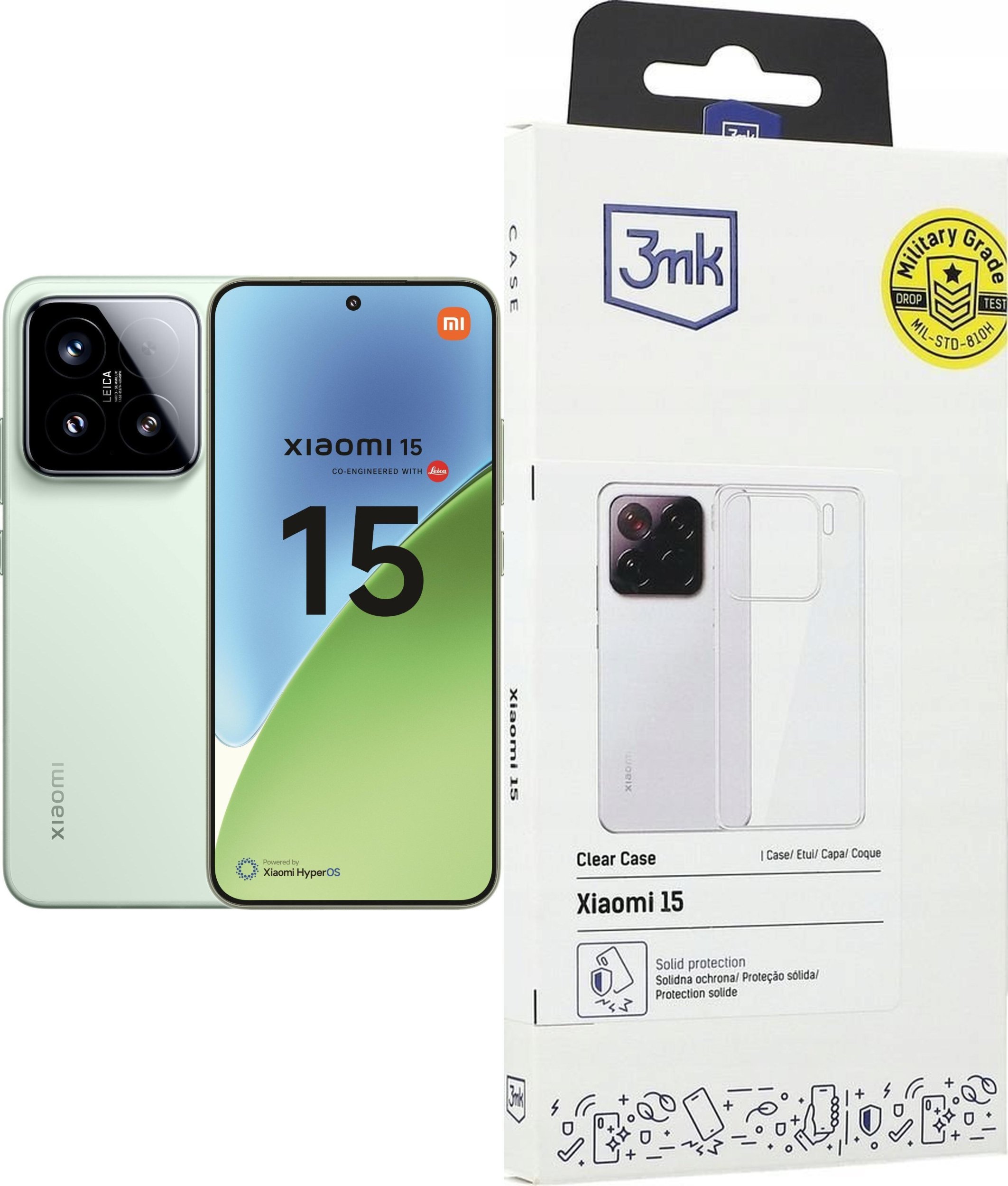 Smartfon Xiaomi Xiaomi 15 5G 12/512GB Zielony (MZB0ITWEU) + Etui Clear Case