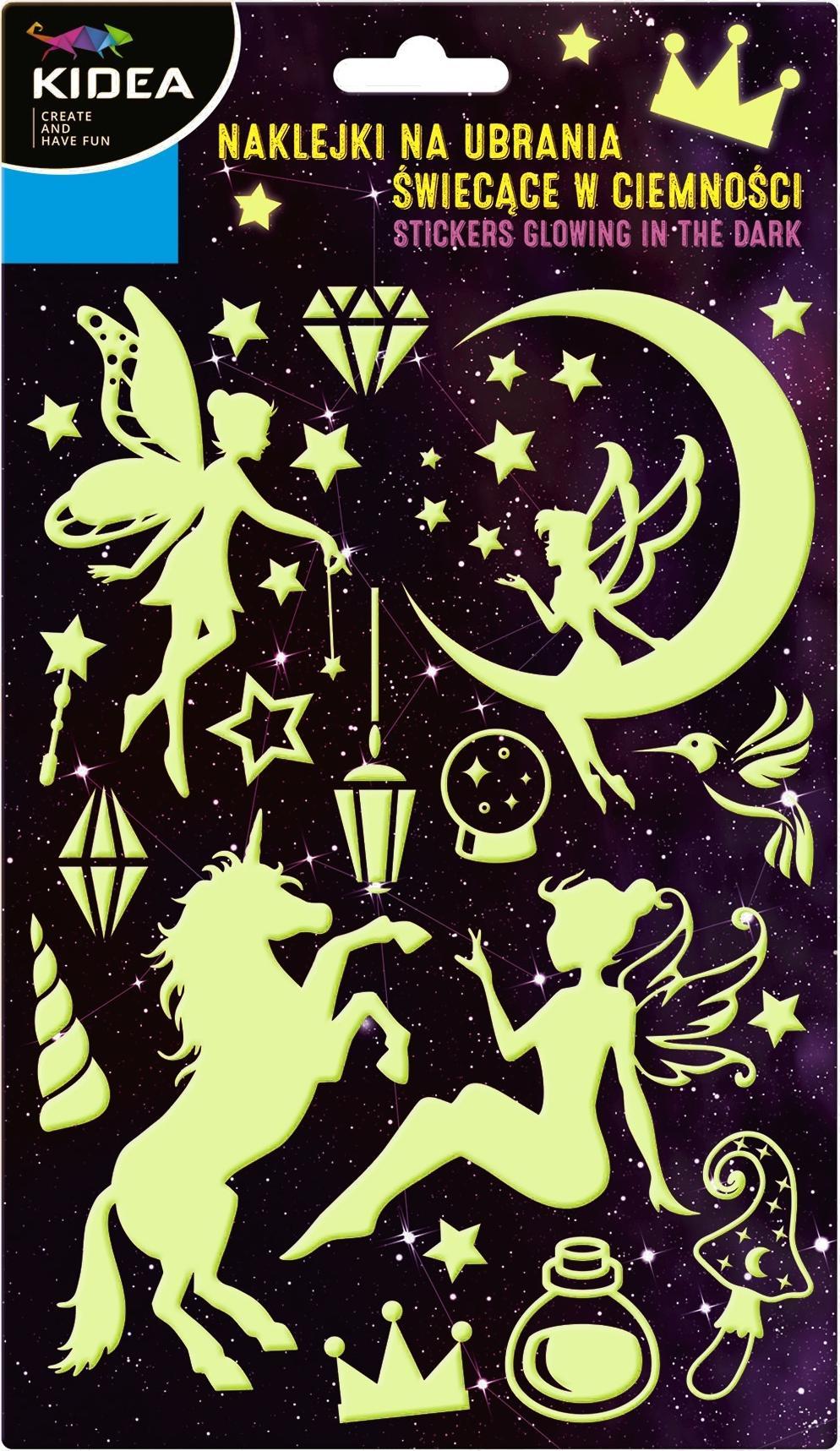Derform Naklejki na ubrania świecące w ciemności Wróżki Kidea
