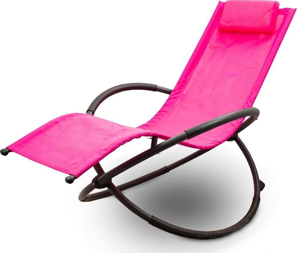 Lacestone Relaksacyjny leżak fotel ogrodowy bujany Różowy