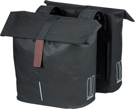 Basil Sakwa miejska podwójna BASIL CITY DOUBLE PANNIER BAG 28-32L, Universal Bridge System, wodoodporna black (NEW 2024)