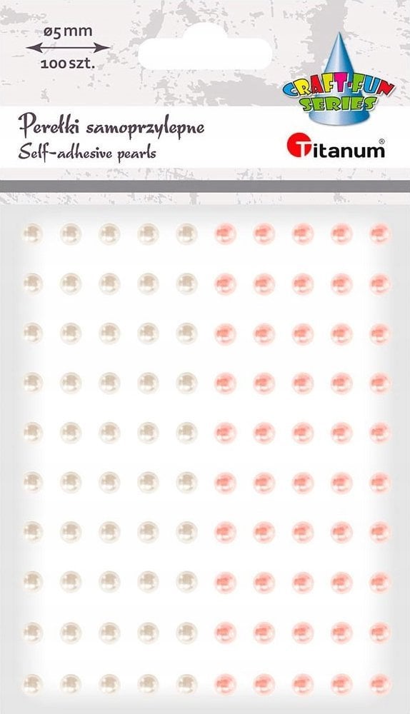 Perełki samoprzylepne 5mm 100szt białe bladoróżowe
