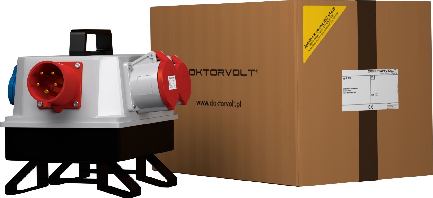 Doktorvolt Rozdzielnica budowlana BAU 32A 16A 3x230V z gniazdem odbior. 32A Doktorvolt 2558