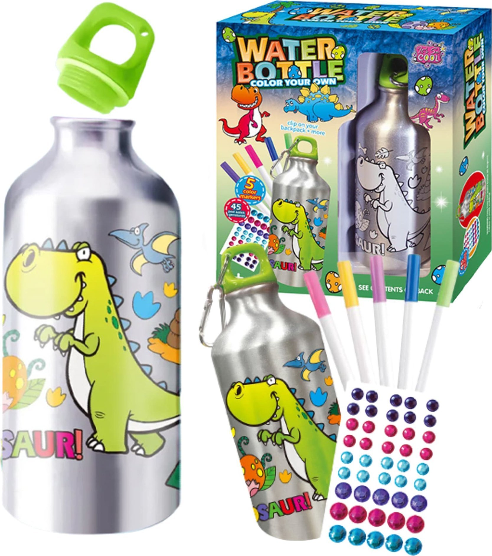 ProNice Zestaw Kreatywny Butelka Na Wodę Malowanie Dinozaur Diamenty Wyklejanka