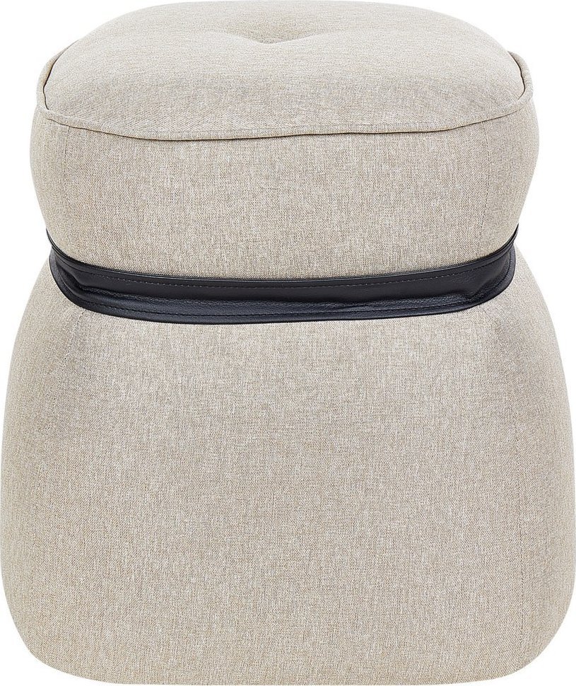 Beliani Puf lniany ⌀ 45 cm beżowy MONTEREY