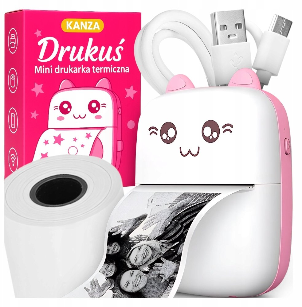 Drukarka etykiet Hitbaits DRUKUŚ MINI DRUKARKA C9 RÓŻOWY KANZA