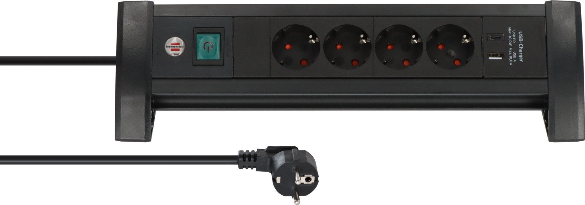 Brennenstuhl 1156250544 rozgałęziacz 1,8 m 4 x gniazdo sieciowe Wewnętrzna Czarny