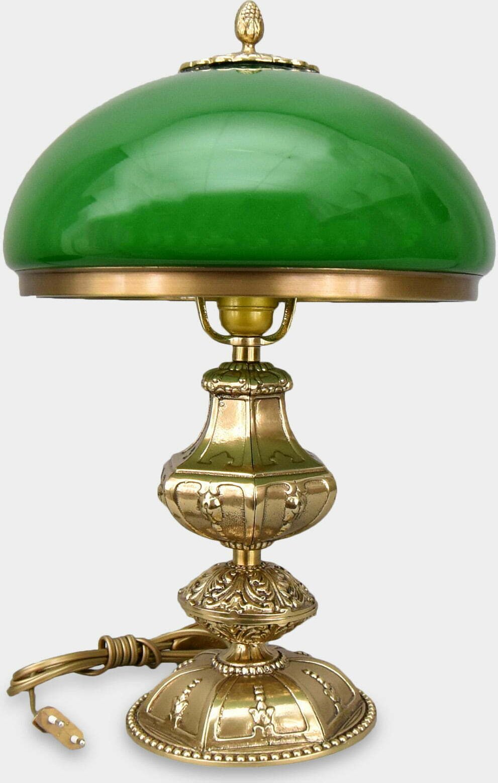 Lampa stołowa rzezbyzbrazu Lampa w Stylu Art Deco Mosiężna Złota Zielony Klosz