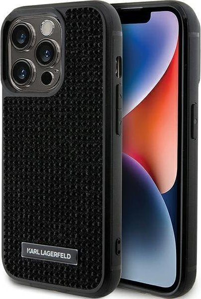 Karl Lagerfeld Karl Lagerfeld KLHCP15LHDSPLK iPhone 15 Pro 6.1" czarny/black hardcase Rhinestone Logo Metal Plate