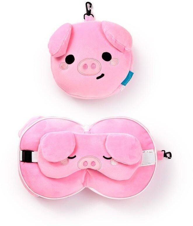 Poduszka podróżna i maska na oczy Świnia Oliver
