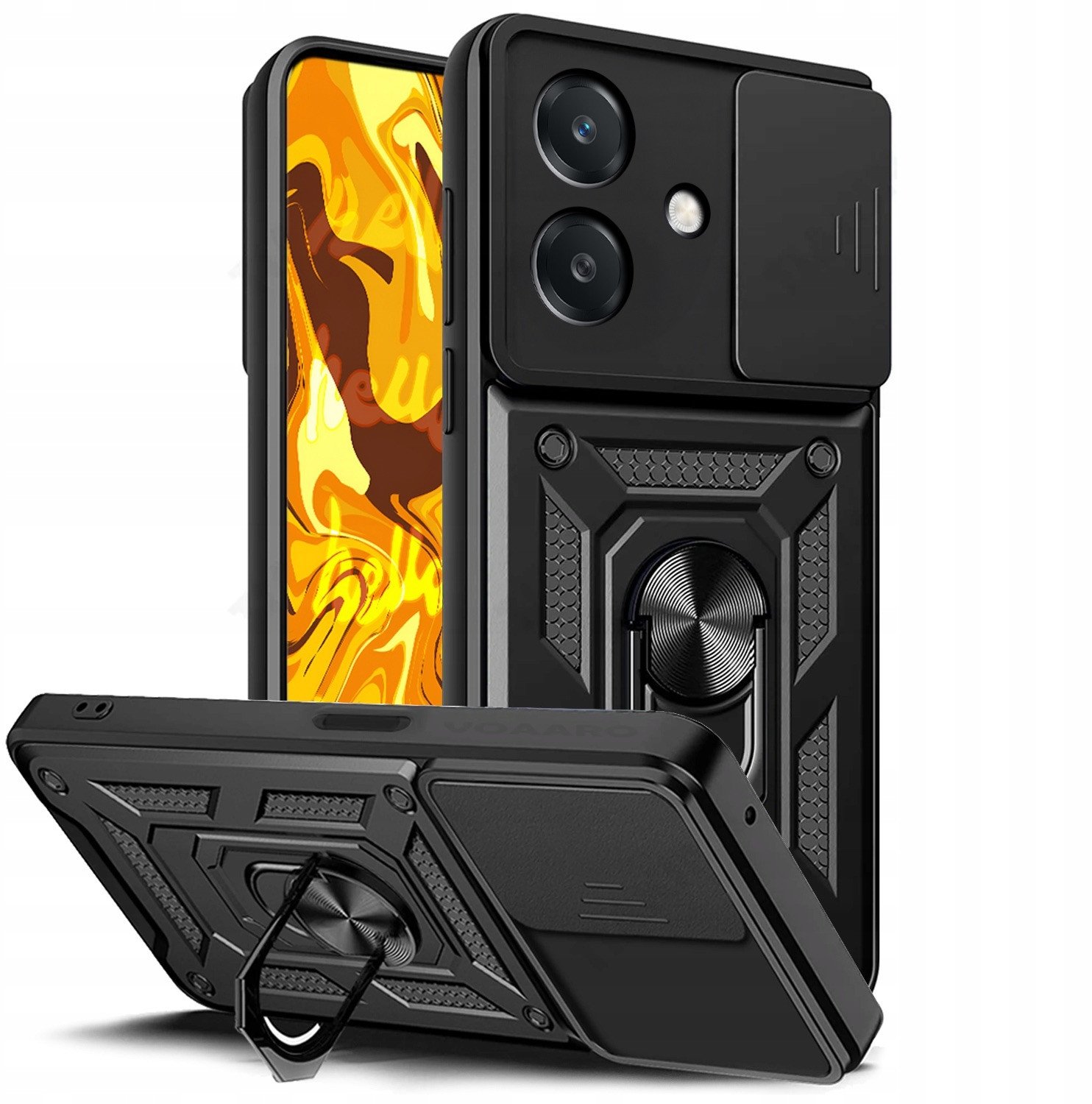 ETUI PANCERNE DO OPPO A40 4G CZARNE ARMOR HOLDER RING PANCERNE KABURA CASE