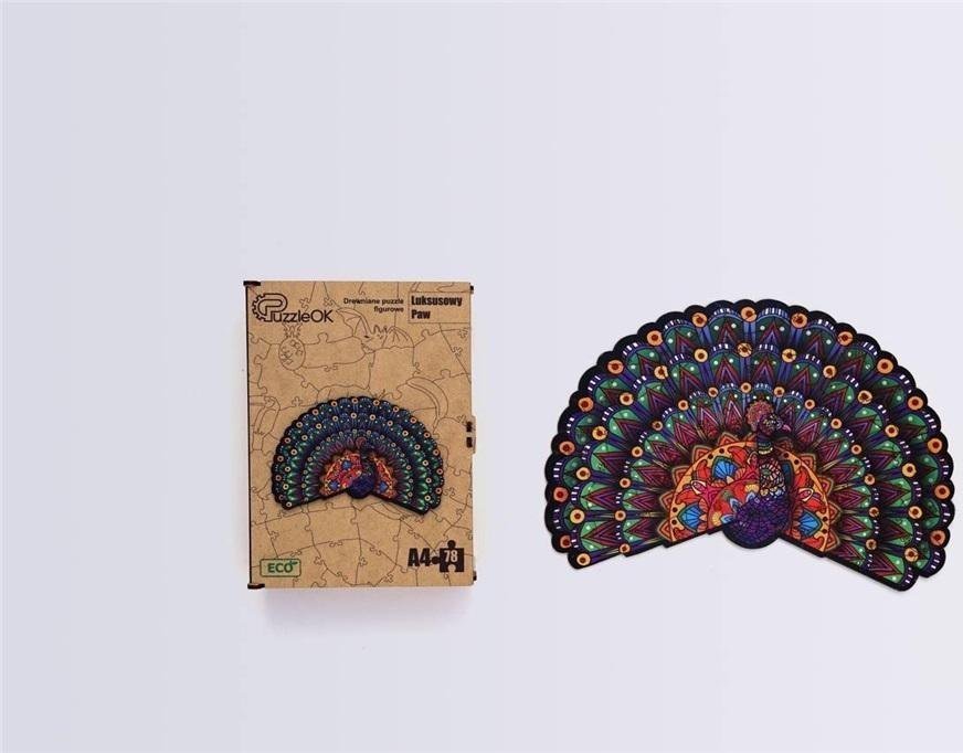 PuzzleOK Puzzle drewniane eko 78 Luksusowy paw A4