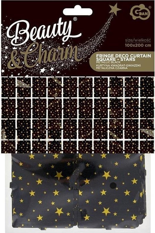 GoDan Kurtyna B&C gwiazdki metaliczna czarna 100x200cm