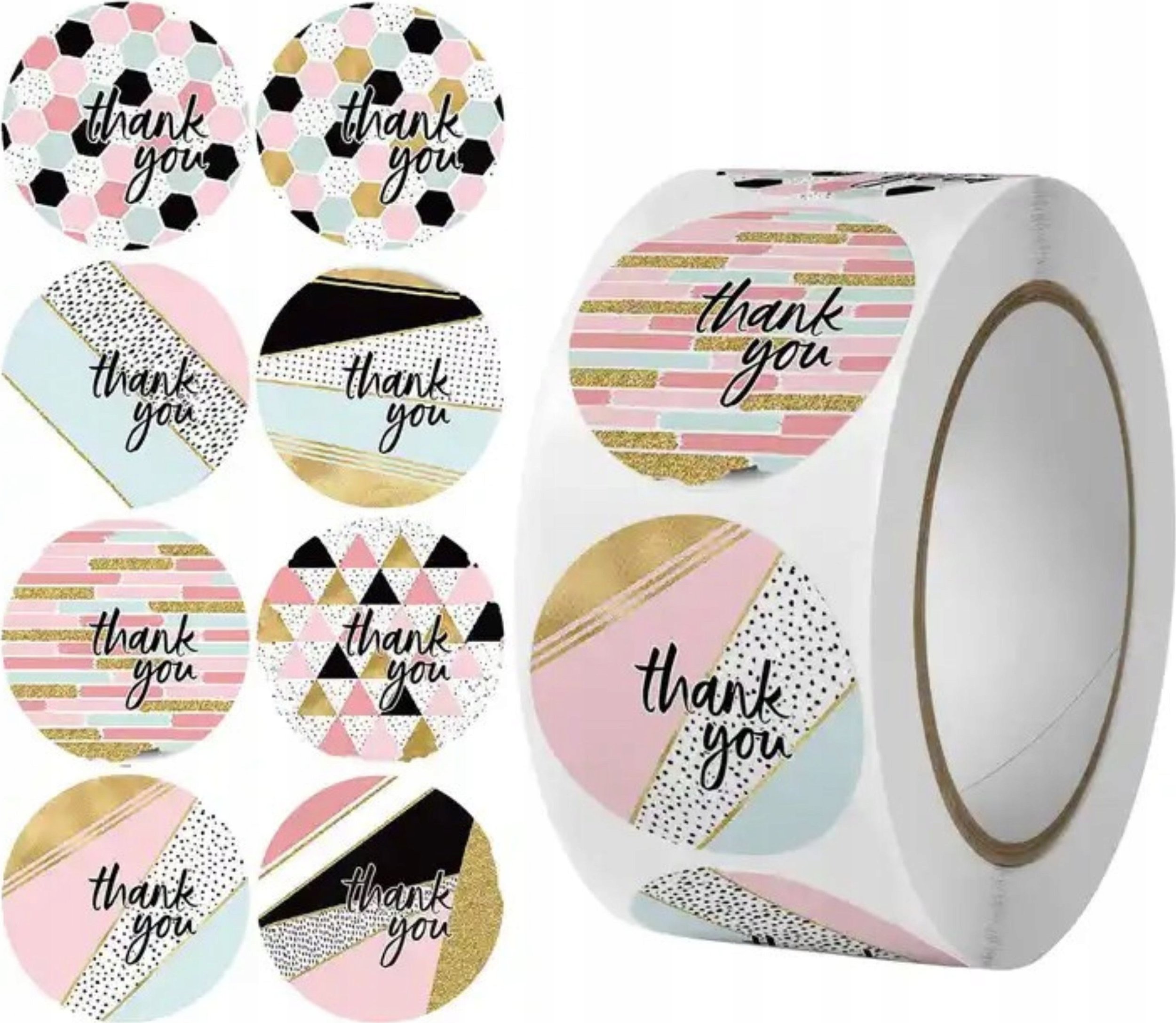 Iteams4Now Naklejki etykiety thank you 1000 szt ozdobne dekoracyjne okrągłe dziękuję
