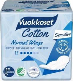 Vuokkoset Vuokkoset, COTTON, Podpaski ze Skrzydełkami Normal Sensitive, 12 szt.