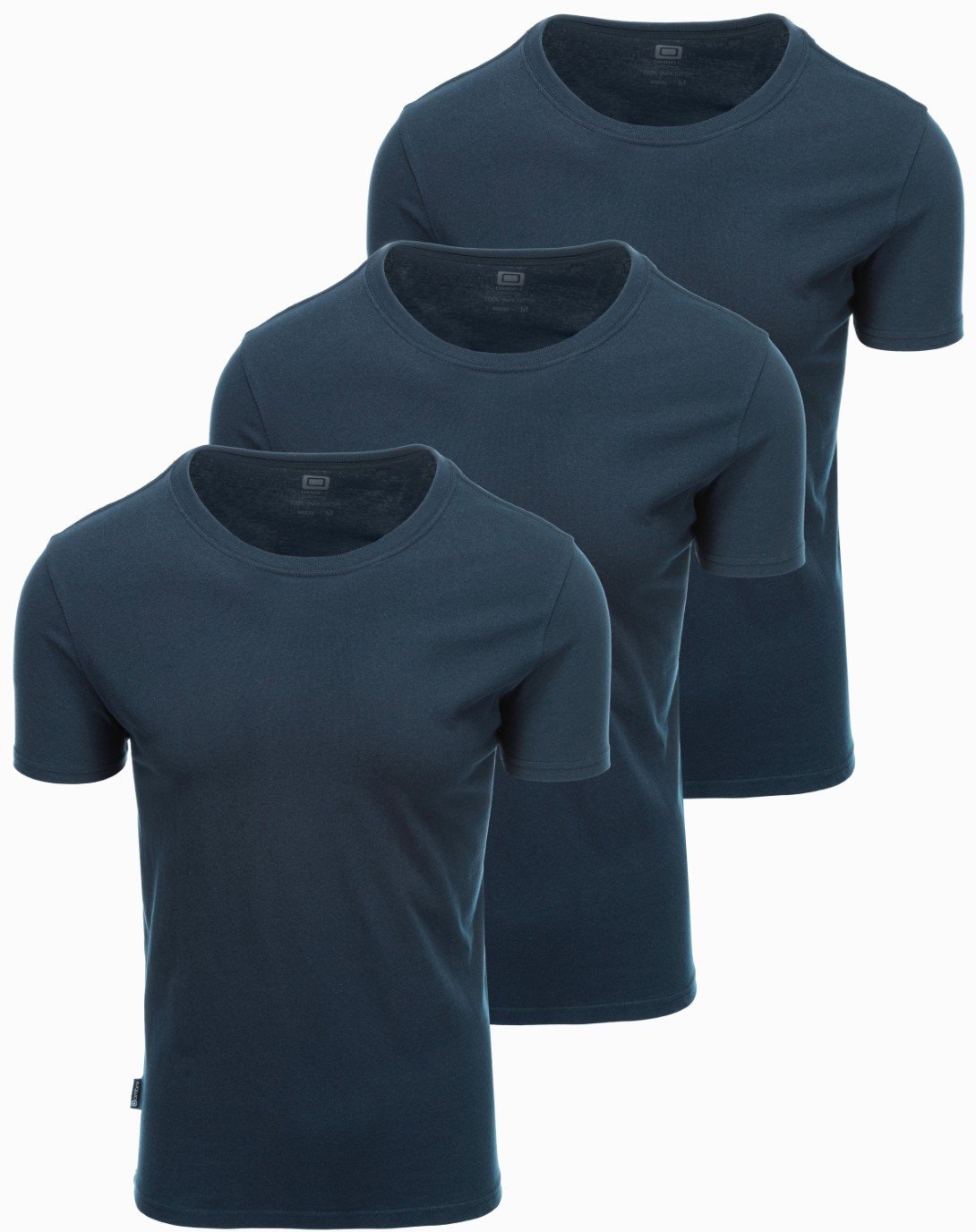 Zestaw męskich koszulek bawełnianych BASIC z okrągłym dekoltem 3x granatowy V10 OM-TSBS-0232 S