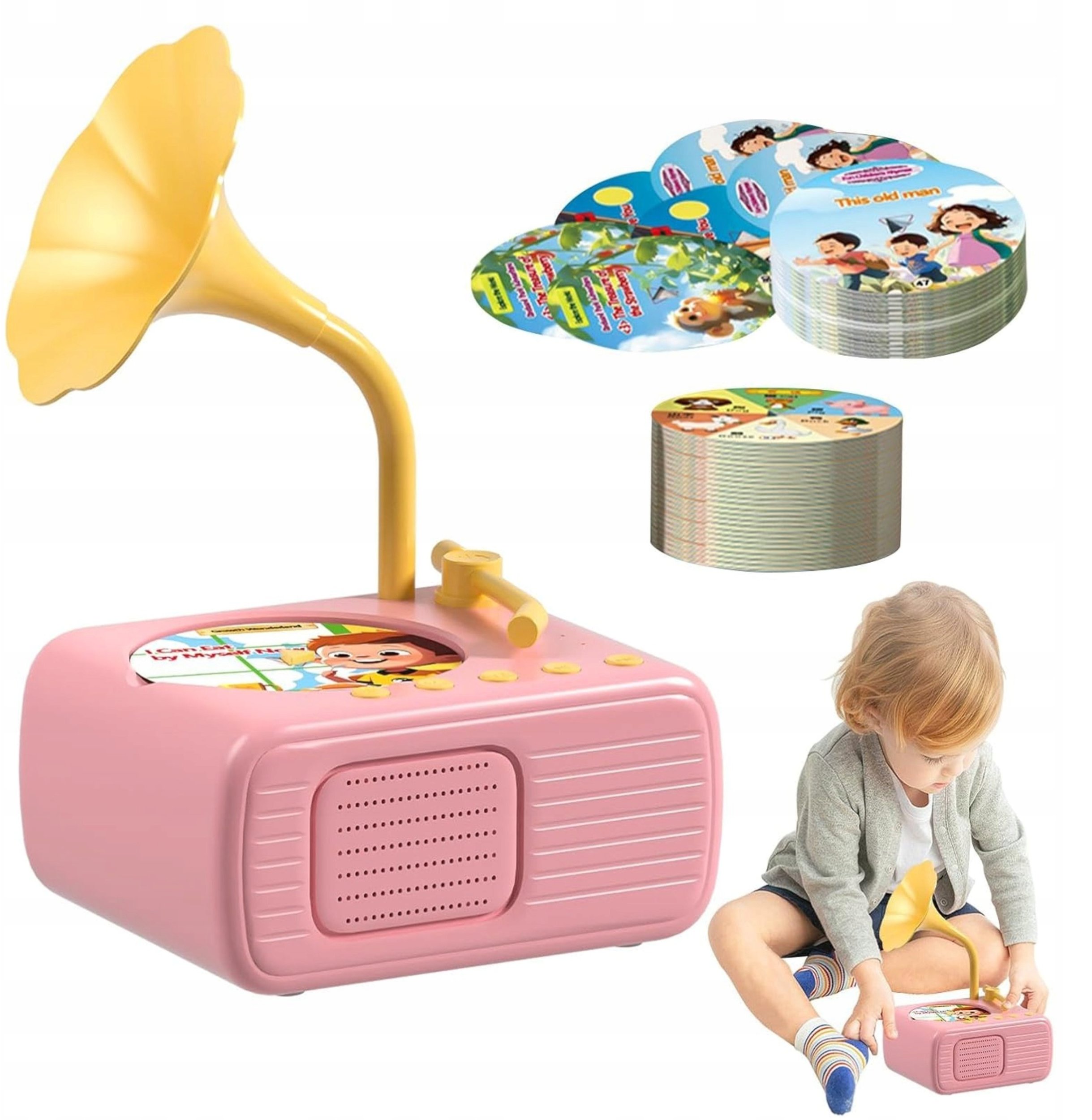 GRAMOFON DLA DZIECI KONSOLA MIKSER MAGIC ZESTAW MUZYCZNY PREZENTOWY 96 KART