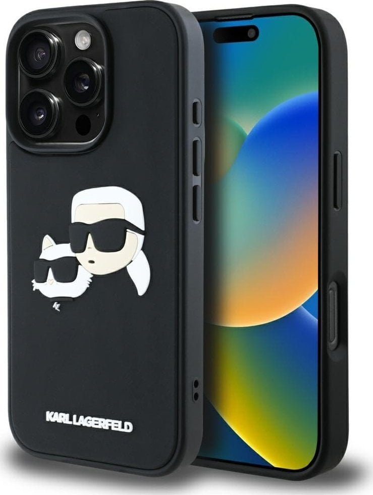 Etui Karl Lagerfeld HC 3D Rubber Double Heads do iPhone 16 Pro Max czarny